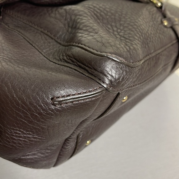 Cole Haan Village H06 Pebble Leather Tassel Dark Brown Shoulder Bag - Picture 10 of 16